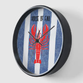 Rote Hummer auf blaue und weiße Streifen Uhr (Winkel)