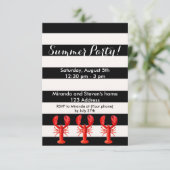 Rote Hummer im Sommer Party Schwarz-weiß Einladung (Stehend Vorderseite)