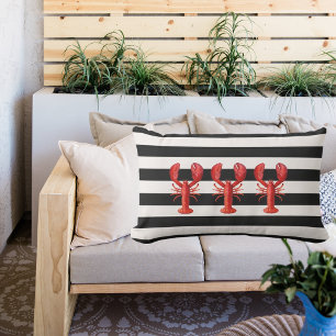 Rote Hummer mit Schwarz-weißen Wasserstreifen Lendenkissen