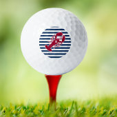 Rote Hummer Monogramm Blauer Streifen Golfball