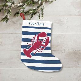 Rote Hummer Monogramm Blauer Streifen Kleiner Weihnachtsstrumpf