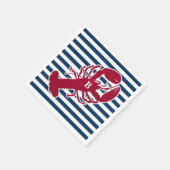 Rote Hummer Monogramm Blauer Streifen Serviette (Ecke)