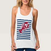 Rote Hummer Monogramm Blauer Streifen Tank Top (Vorderseite)