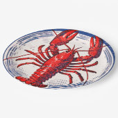 Rote Hummer-Papierplatten Pappteller (Schrägansicht)