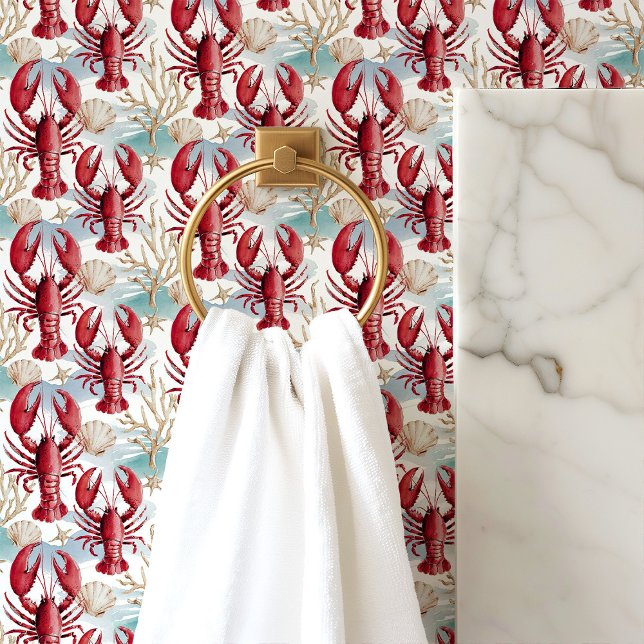 Rote Hummer und Muscheln Tapete (Von Creator hochgeladen)