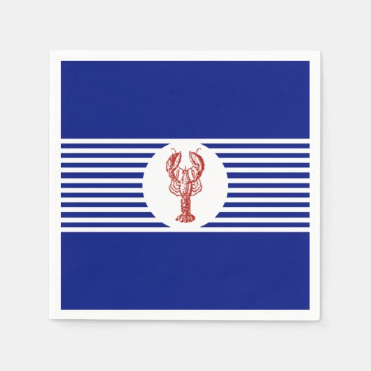 Rote Hummer und Streifen Serviette (Vorderseite)