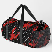 Rote Hummerpolka-Punkte schwarz Duffle Bag (Rechte Ecke)