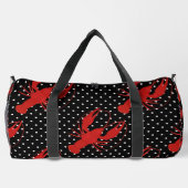 Rote Hummerpolka-Punkte schwarz Duffle Bag (Rückseite)