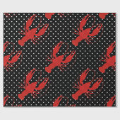 Rote Hummerpolka-Punkte schwarz Geschenkpapier (Flach)