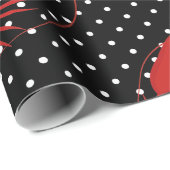 Rote Hummerpolka-Punkte schwarz Geschenkpapier (Rolleneckpunkt)