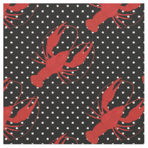 Rote Hummerpolka-Punkte schwarz Stoff