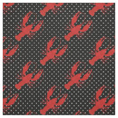 Rote Hummerpolka-Punkte schwarz Stoff (Muster)