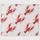 Rote Hummerpolka-Punkte weiß Geschenkpapier (Flach)