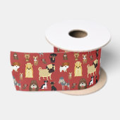 rote Hundemuster. Satinband (Spule)