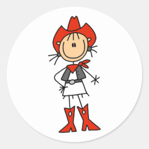 Rote Hut Cowgirl T-Shirts und Geschenke Runder Aufkleber