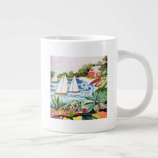 Rote Hütte an der Bucht II Jumbo-Tasse (Rechts)