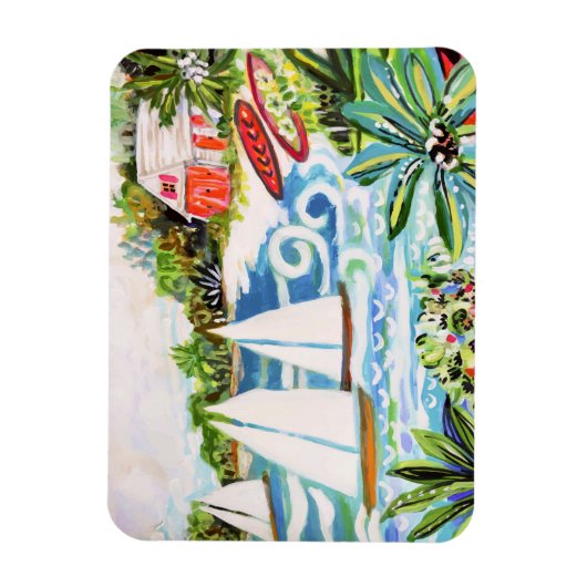 Rote Hütte an der Bucht II Magnet (Vertikal)