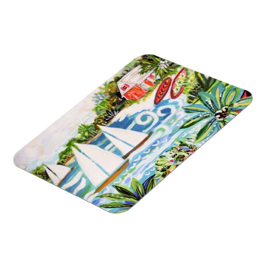 Rote Hütte an der Bucht II Magnet (Linke Seite)