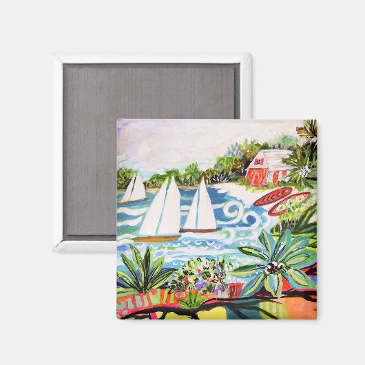 Rote Hütte an der Bucht II Magnet (Vorderseite/Rückseite)