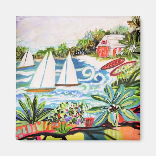 Rote Hütte an der Bucht II Magnet (Vorne)