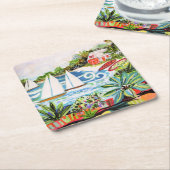 Rote Hütte an der Bucht II Rechteckiger Pappuntersetzer (angewinkelt)