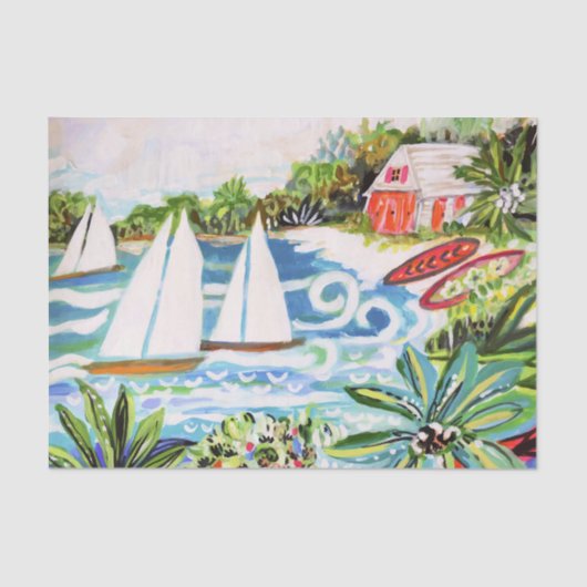 Rote Hütte an der Bucht II Seidenpapier (Vorderseite)