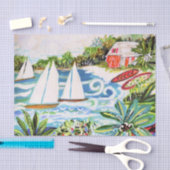 Rote Hütte an der Bucht II Seidenpapier (Handwerk)