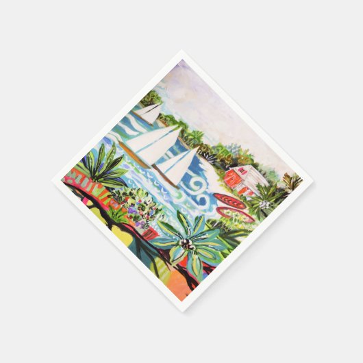 Rote Hütte an der Bucht II Serviette (Ecke)