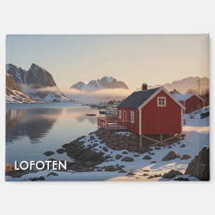 Rote Hütte in Lofoten Norwegen Reise Magnet