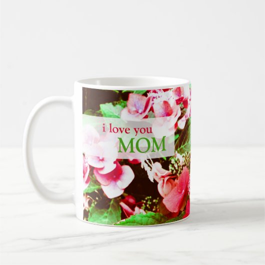 Rote Hydrangea-Blume für Mutter-Tag Kaffeetasse (Links)