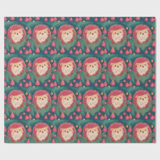 Rote Igel in einem Weihnachtsbaum Geschenkpapier (Flach)