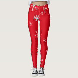 Rote, illustrative Schneeflocke weiß Leggings