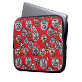 Rote illustre Schneeflocke und Hunde Weihnachtsges Laptopschutzhülle (Vorderseite Links)
