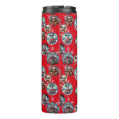 Rote illustre Schneeflocke und Hunde Weihnachtsges Thermosbecher (Rückseite)