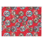 Rote illustre Schneeflocke und Hunde Weihnachtsges Tischdecke (Vorderseite (Horizontal))