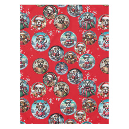 Rote illustre Schneeflocke und Hunde Weihnachtsges Tischdecke
