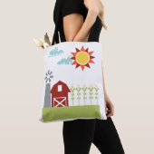 Rote illustrierte Taschentasche der Scheune und Tasche (Von Nahem)