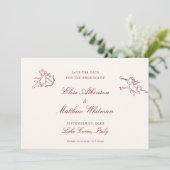 Rote illustrierte wunderliche Hochzeit Save The D Date (Stehend Vorderseite)