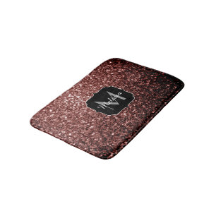 Rote Imitat Glitzer Glitzern Monogramm Badematte