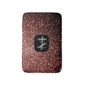 Rote Imitat Glitzer Glitzern Monogramm Badematte (Vorderseite Vertikal)
