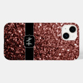 Rote Imitat Glitzer Glitzern Monogramm Case-Mate iPhone Hülle (Rückseite (Horizontal))