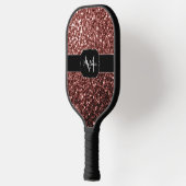 Rote Imitat Glitzer Glitzern Monogramm Pickleball Schläger (Links)