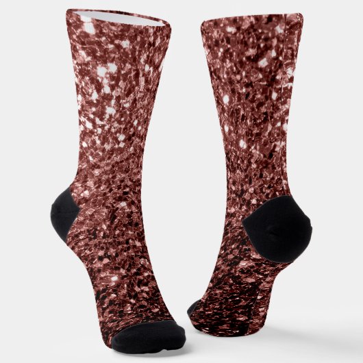 Rote Imitat Glitzer Glitzern Monogramm Socken (Gewinkelt)