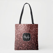 Rote Imitat Glitzer Glitzern Monogramm Tasche (Vorderseite)