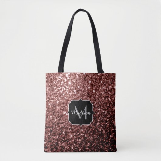 Rote Imitat Glitzer Glitzern Monogramm Tasche (Vorderseite)