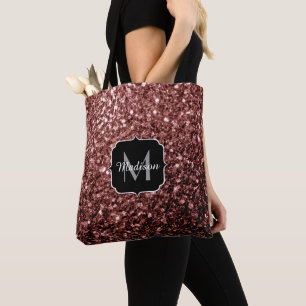 Rote Imitat Glitzer Glitzern Monogramm Tasche