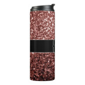Rote Imitat Glitzer Glitzern Monogramm Thermosbecher (Nach links gedreht)