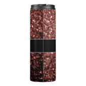 Rote Imitat Glitzer Glitzern Monogramm Thermosbecher (Rückseite)