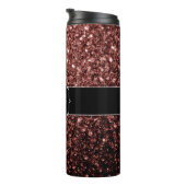 Rote Imitat Glitzer Glitzern Monogramm Thermosbecher (Nach rechts gedreht)