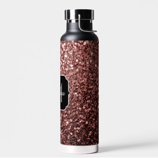 Rote Imitat Glitzer Glitzern Monogramm Trinkflasche (Links)